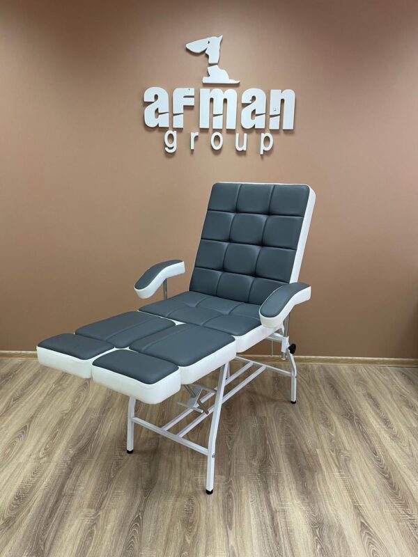 МЯГКОЕ! Педикюрное кресло КВАДРО графит с белым кантом